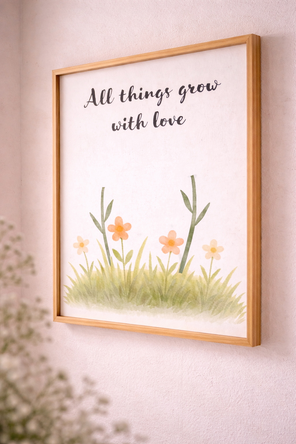 All Things Grow With Love Baby Handprint Keepsake Printable | Nursery Wall Art Digital Download