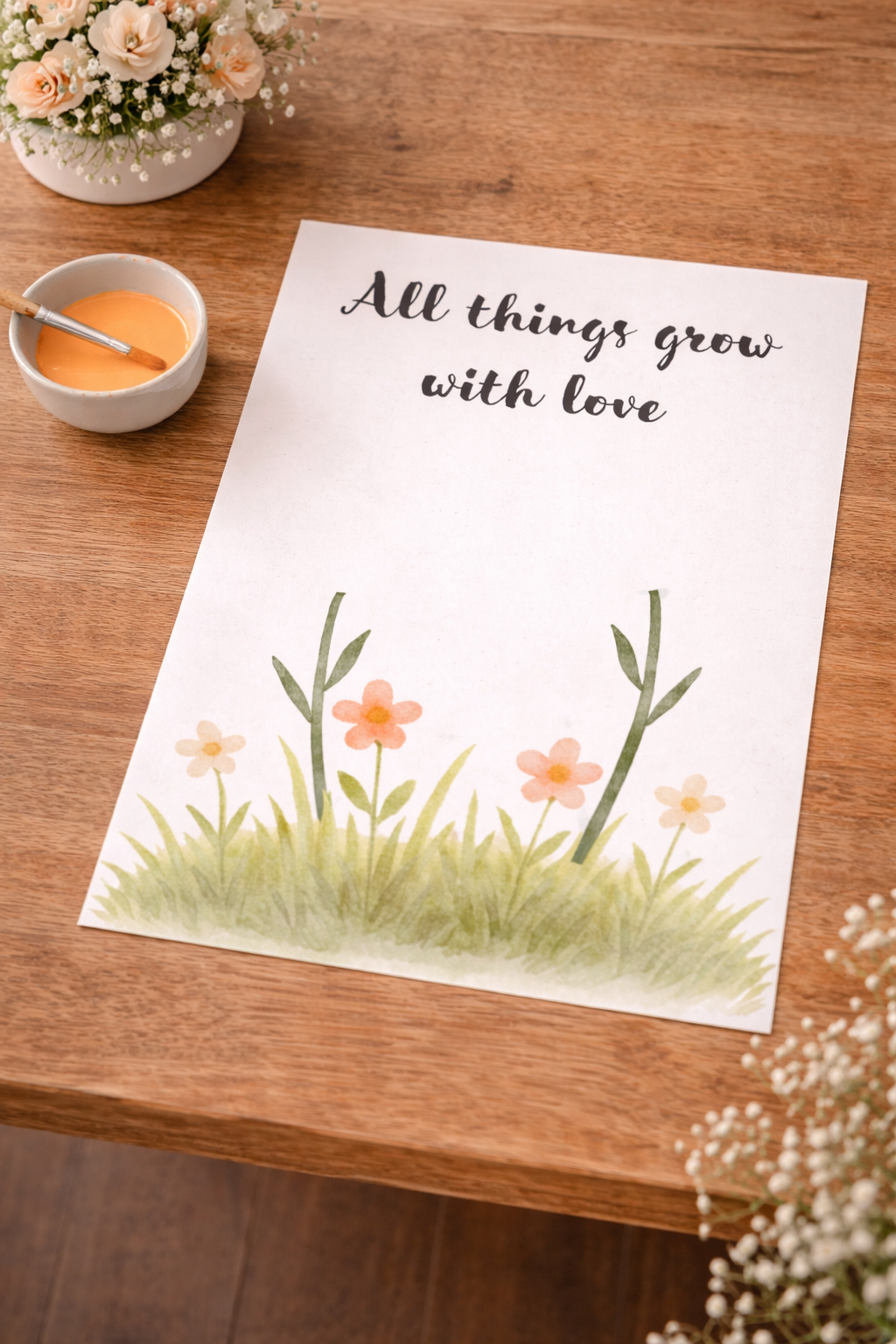 All Things Grow With Love Baby Handprint Keepsake Printable | Nursery Wall Art Digital Download