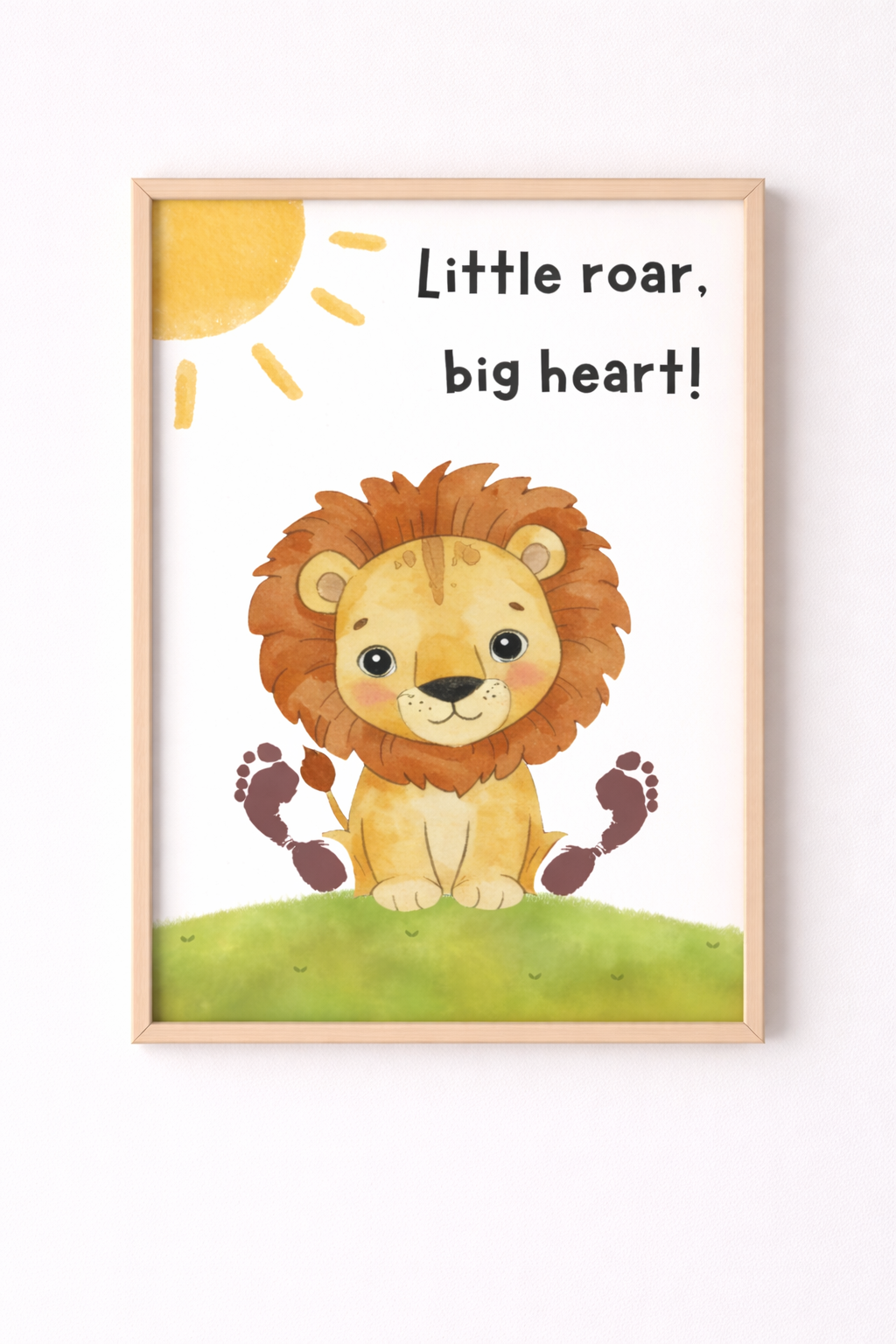 Little Roar Big Heart Baby Footprint Keepsake Printable | Lion Nursery Wall Art Digital Download