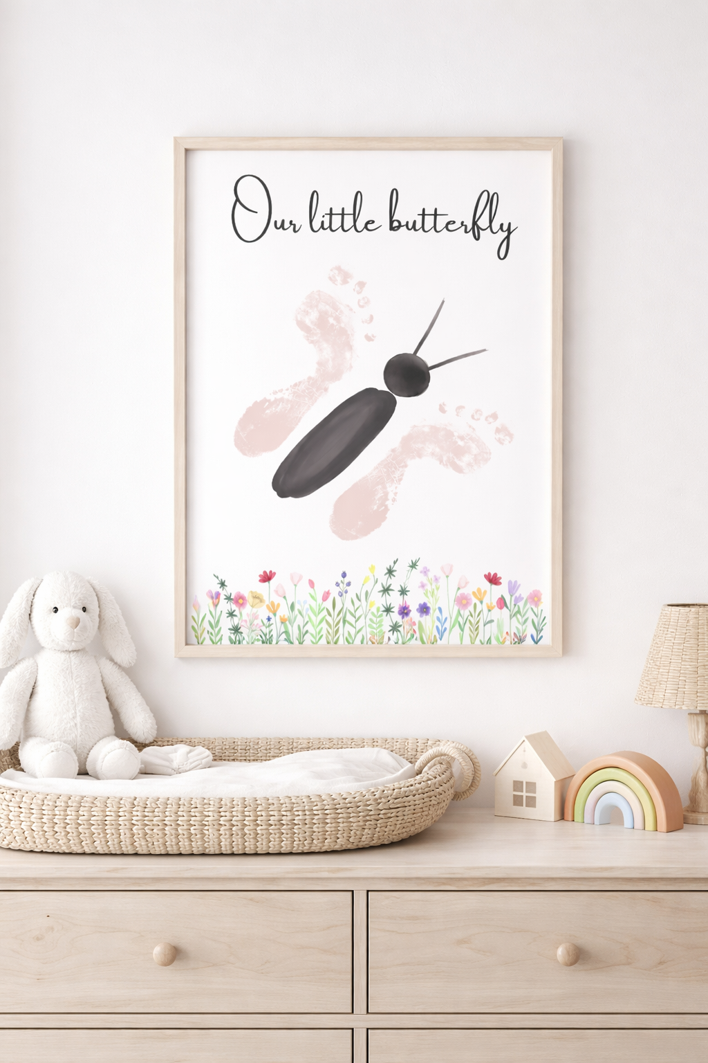Our Little Butterfly Baby Footprint Keepsake Printable | Nursery Wall Art Digital Download