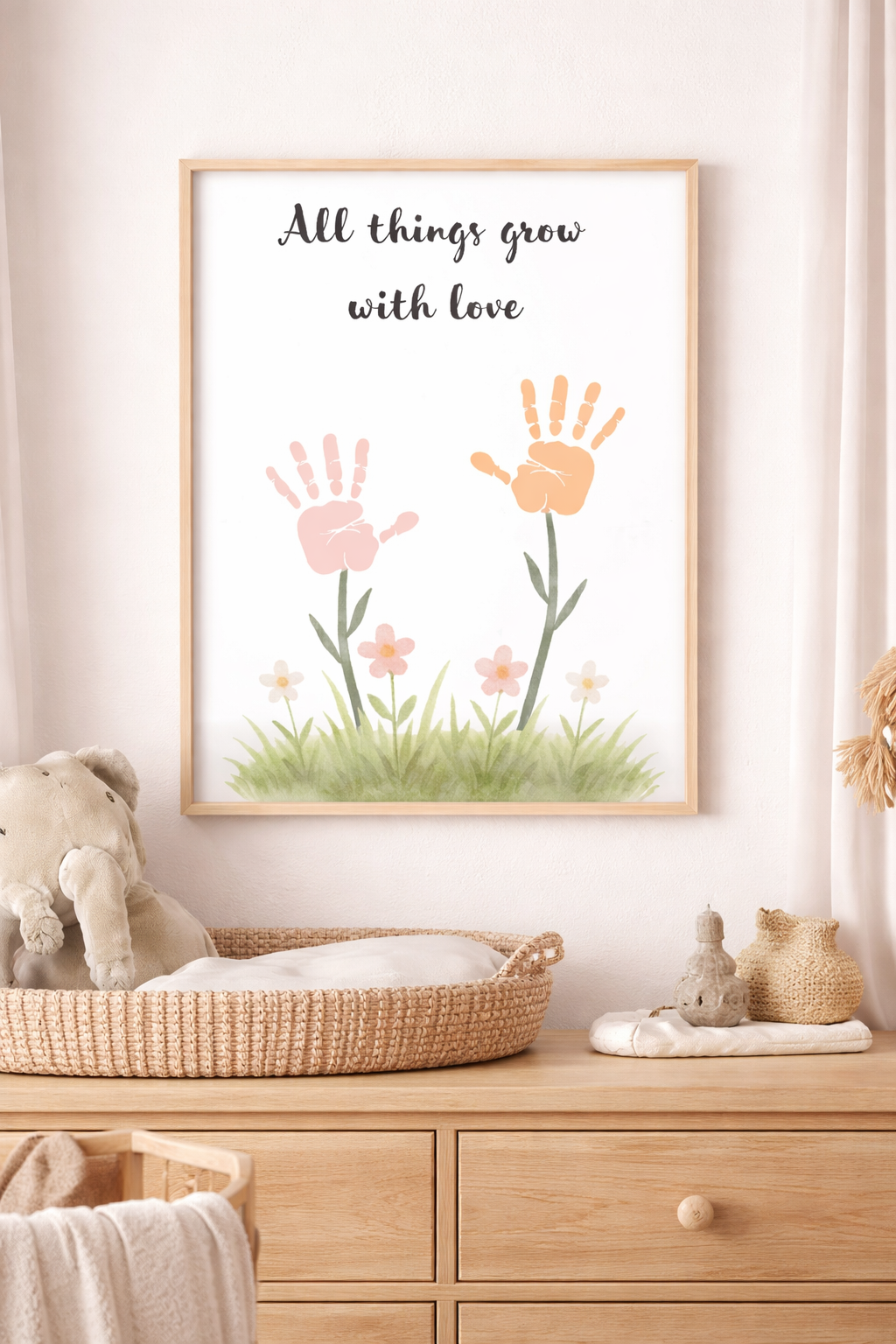 All Things Grow With Love Baby Handprint Keepsake Printable | Nursery Wall Art Digital Download