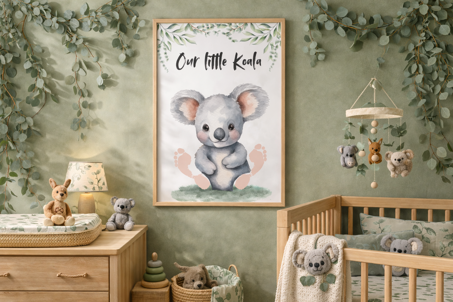 Our Little Koala Baby Footprint Keepsake Printable | Nursery Wall Art Digital Download