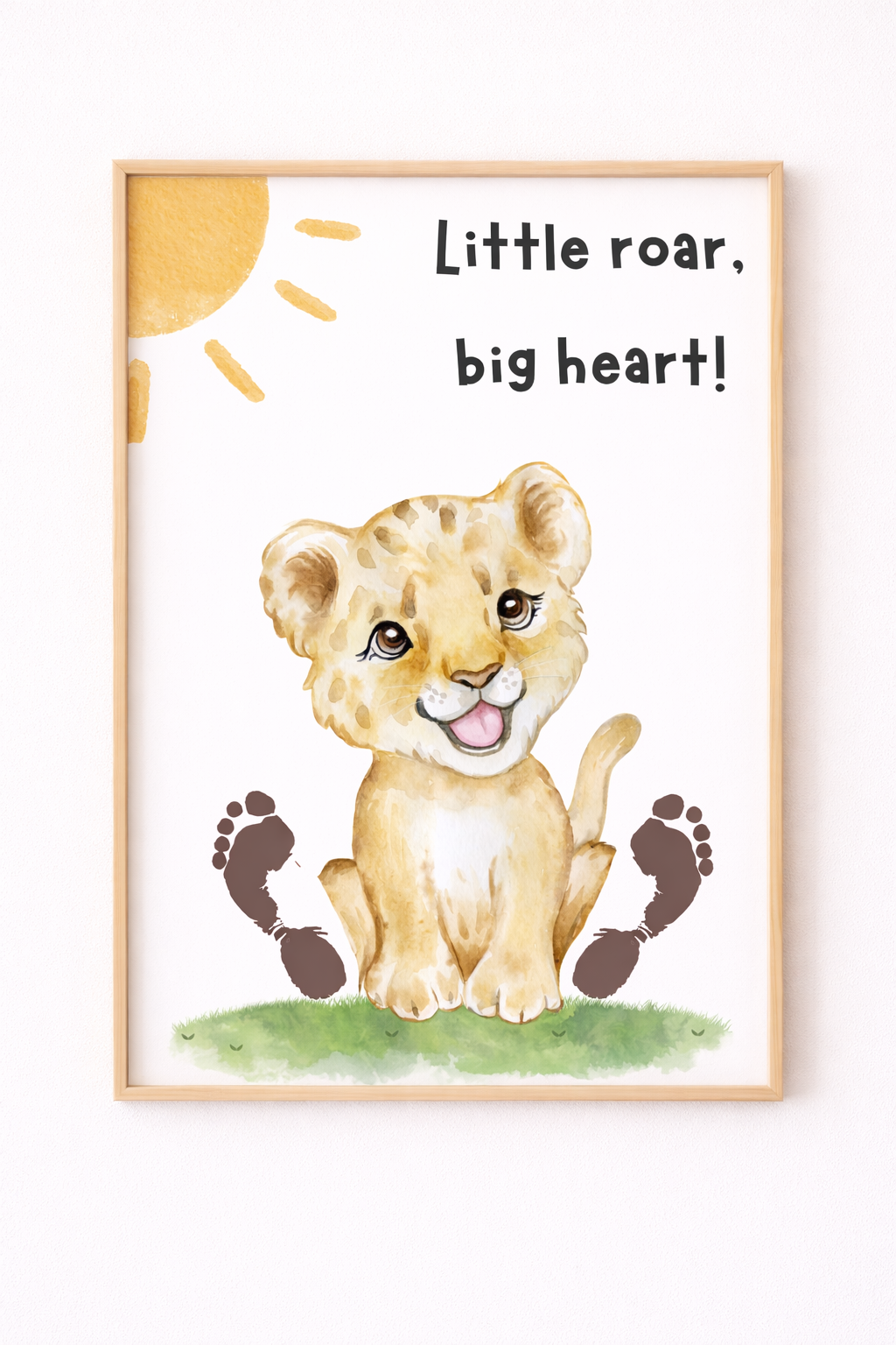 Little Roar Big Heart Baby Footprint Keepsake Printable | Lion Nursery Wall Art Digital Download