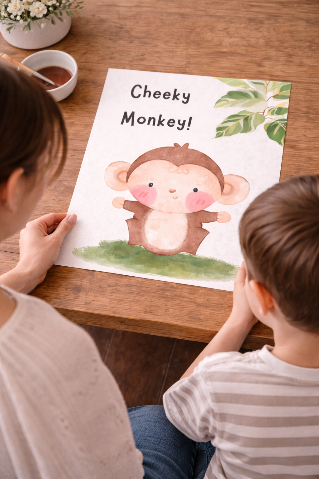 Cheeky Monkey Baby Footprint Keepsake Printable | Jungle Nursery Wall Art Digital Download