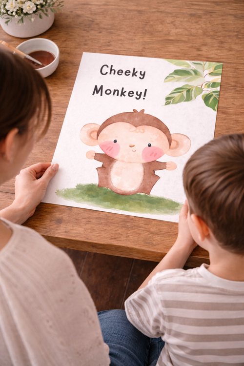 Cheeky Monkey Baby Footprint Keepsake Printable | Jungle Nursery Wall Art Digital Download