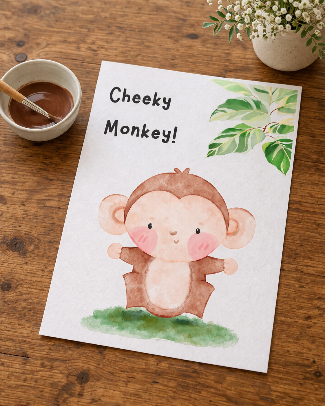 Cheeky Monkey Baby Footprint Keepsake Printable | Jungle Nursery Wall Art Digital Download