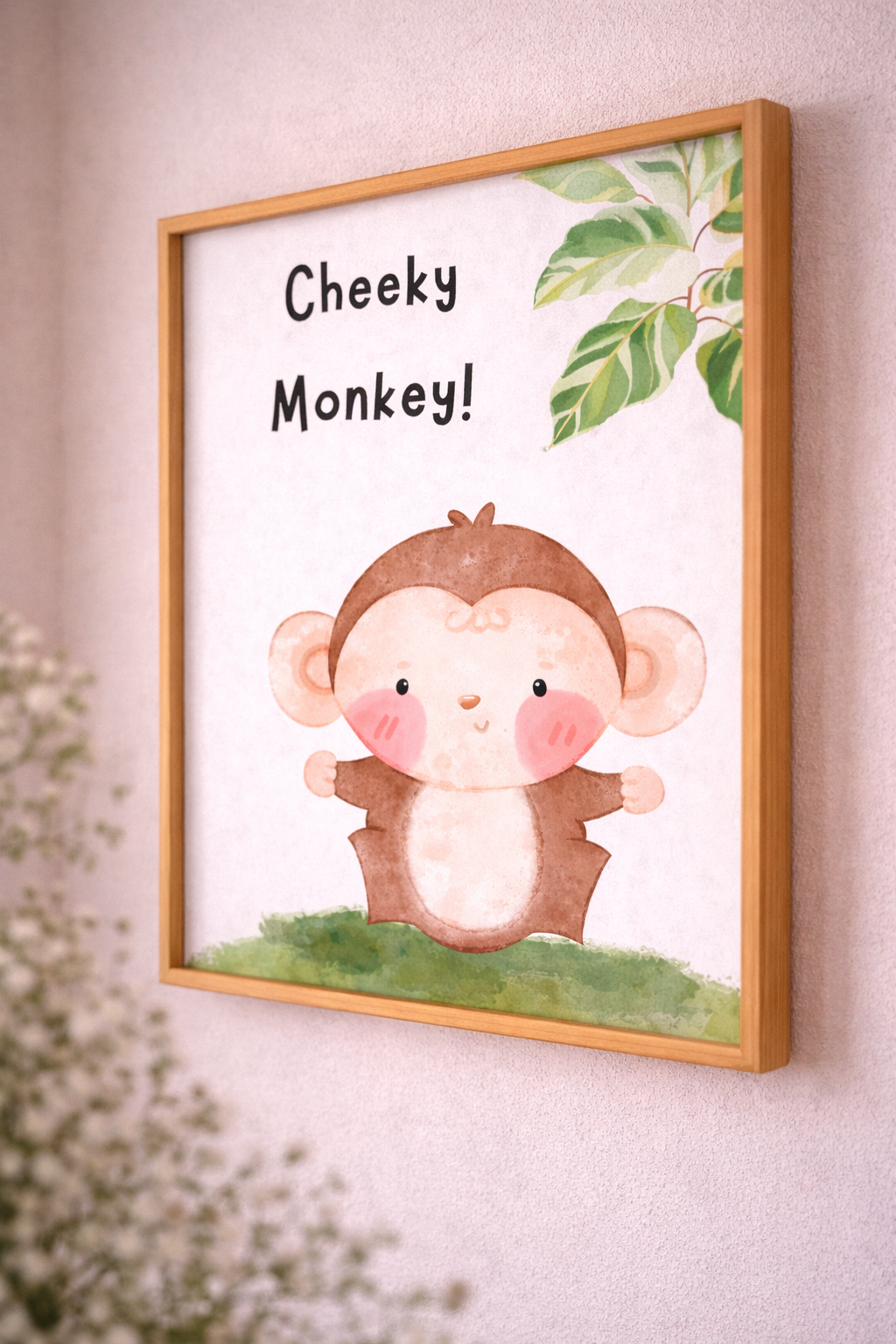 Cheeky Monkey Baby Footprint Keepsake Printable | Jungle Nursery Wall Art Digital Download