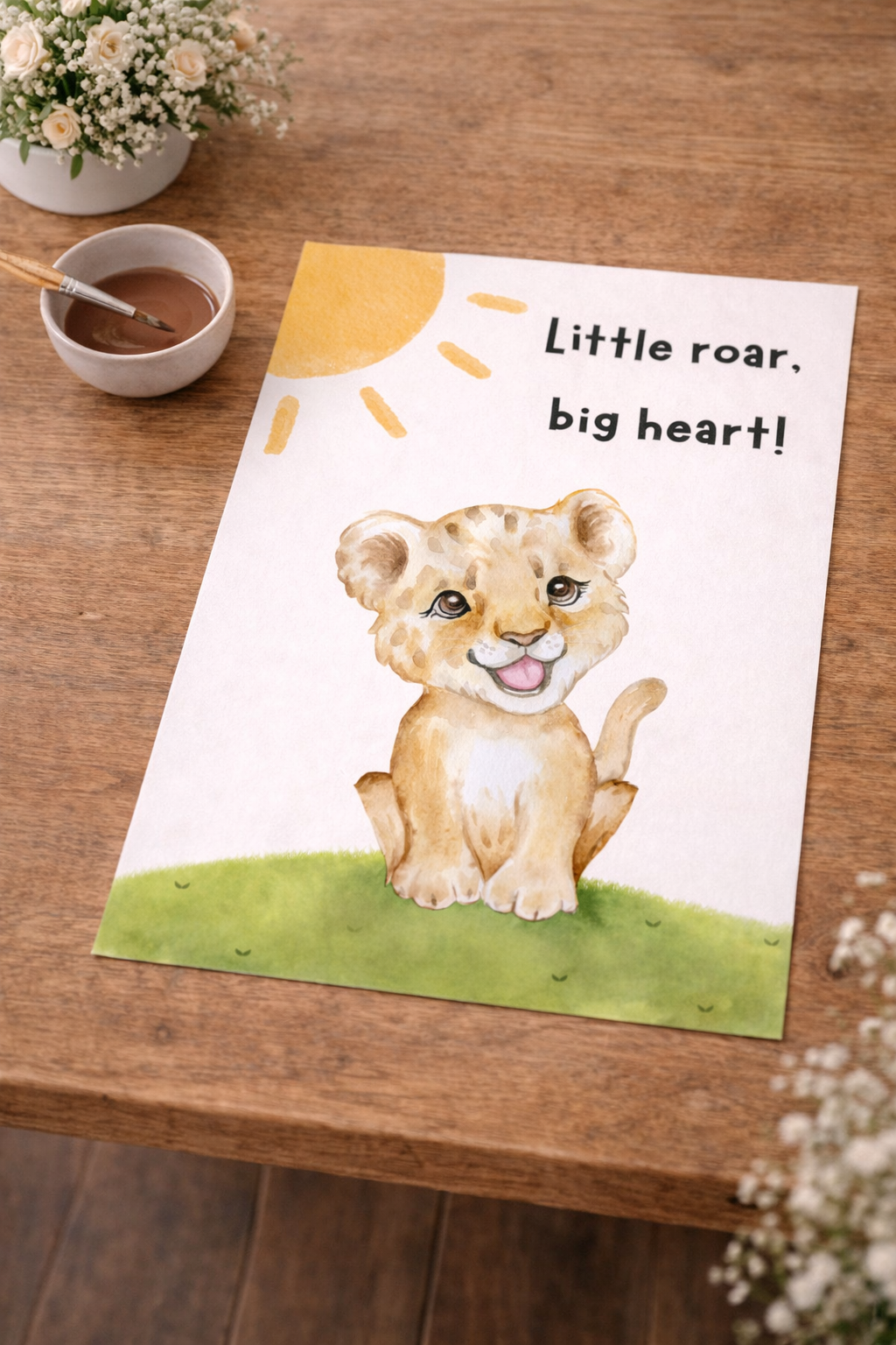 Little Roar Big Heart Baby Footprint Keepsake Printable | Lion Nursery Wall Art Digital Download
