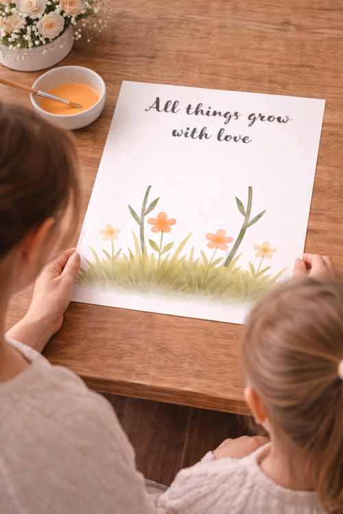 All Things Grow With Love Baby Handprint Keepsake Printable | Nursery Wall Art Digital Download