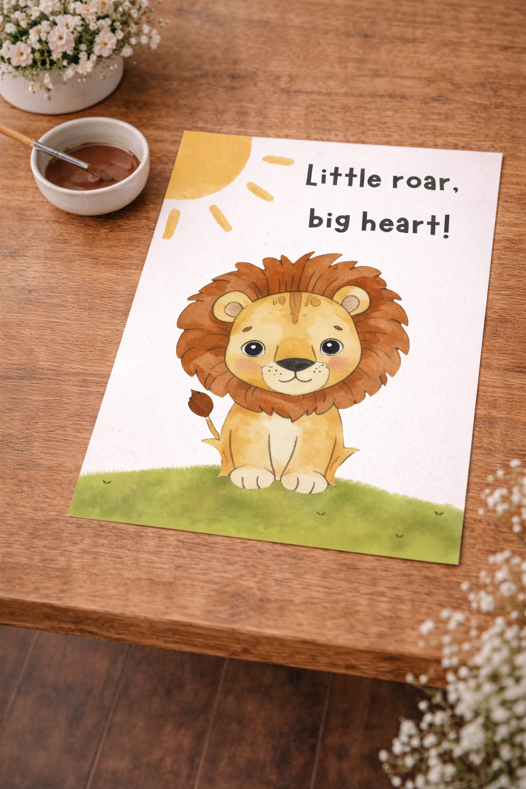 Little Roar Big Heart Baby Footprint Keepsake Printable | Lion Nursery Wall Art Digital Download