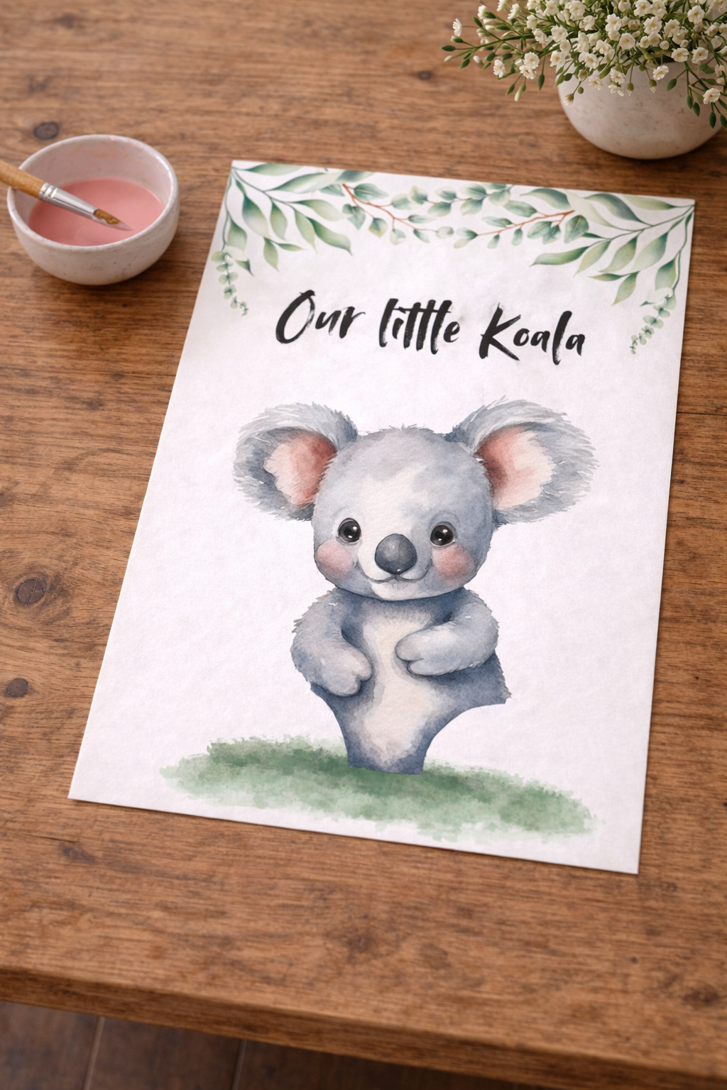 Our Little Koala Baby Footprint Keepsake Printable | Nursery Wall Art Digital Download